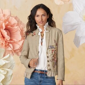 New Sundance Daydreams Floral Blazer Embroidered Linen Small